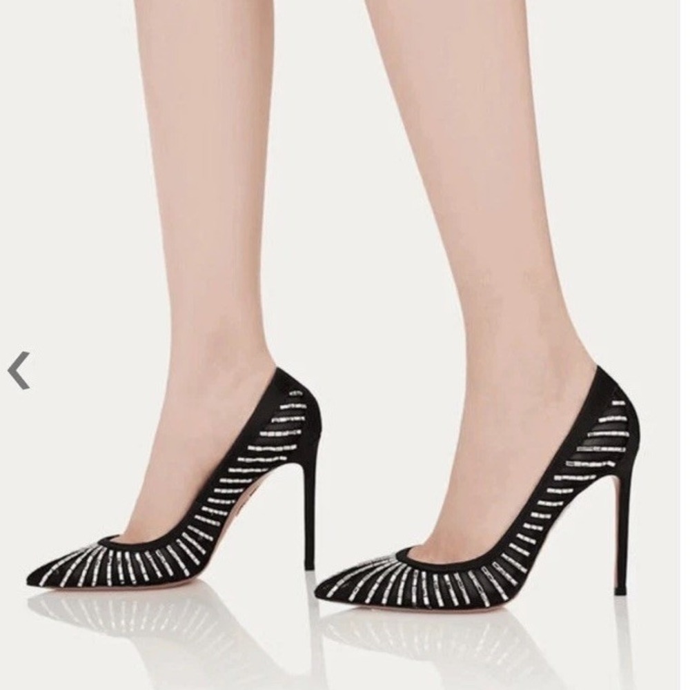 Aquazzura Passions Crystal‎ Pump 105 Black Womens Size 39 NEW - Picture 6 of 14
